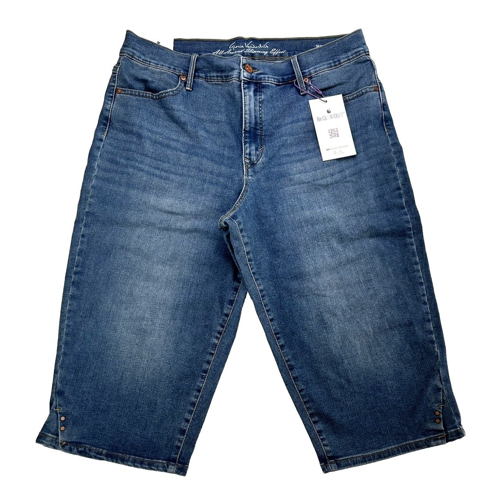 NWT Gloria Vandrbilt Skimmer Capri Grandmacore Effortless Vaca Denim Size 14